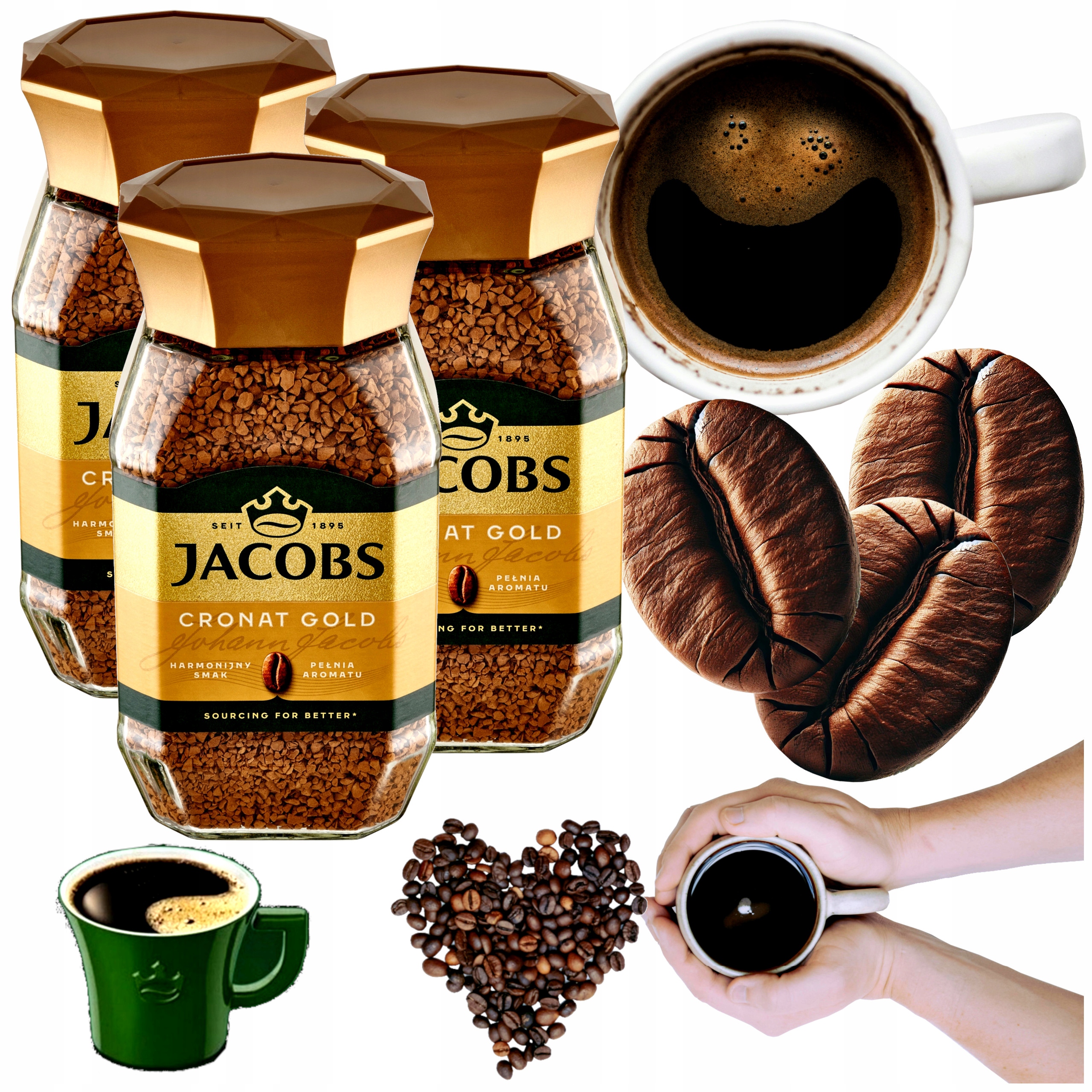 Kawa rozpuszczalna Jacobs Cronat Gold 200g zestaw 3 opakowania kawy