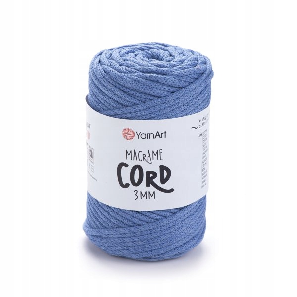 YarnArt Macrame Cord 3mm 786 modrý provázek makramé sada 4 x 250 g 85m