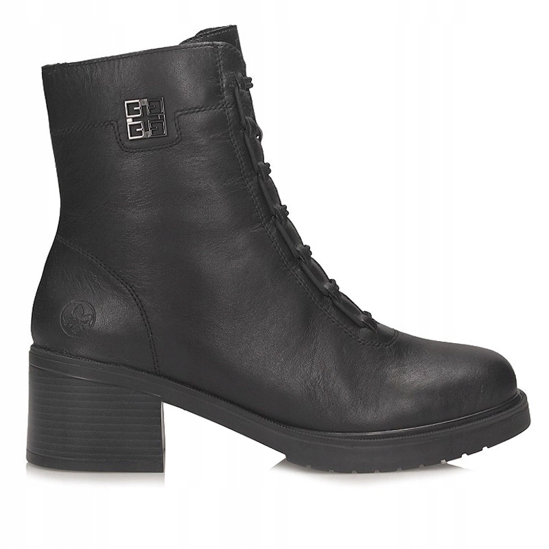 Stylové černé dámské kotníkové boty na podpatku Rieker Y5252-00