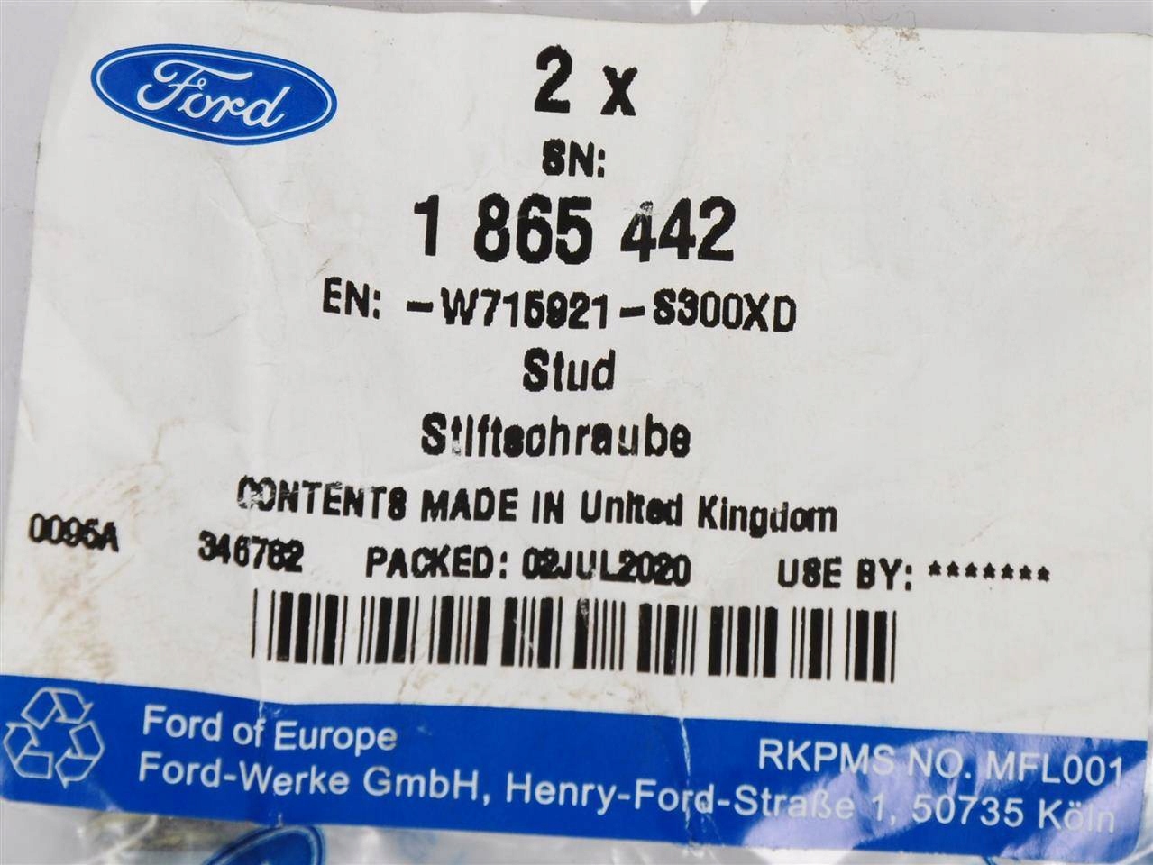 ŚRUBA DWUSTRONNA M10X27.5 KOLEKTORA TRANSIT 06- Producent części Ford OE