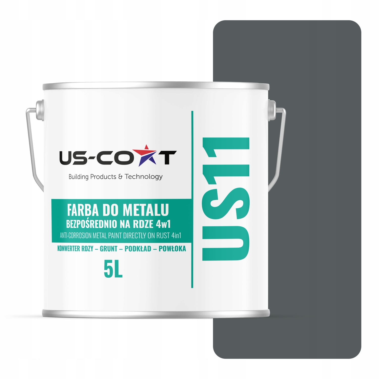 Farba Na Kov Na Hrdzu Plech Pozinkovaná 4v1 Šedá Bazaltová RAL7012 Lesk 5L