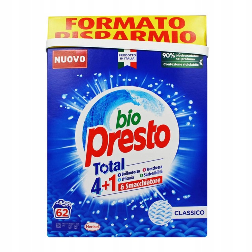 Levně Bio Presto Total Classico – prášek na praní s odstraňovačem skvrn 3,1 kg 62 praní