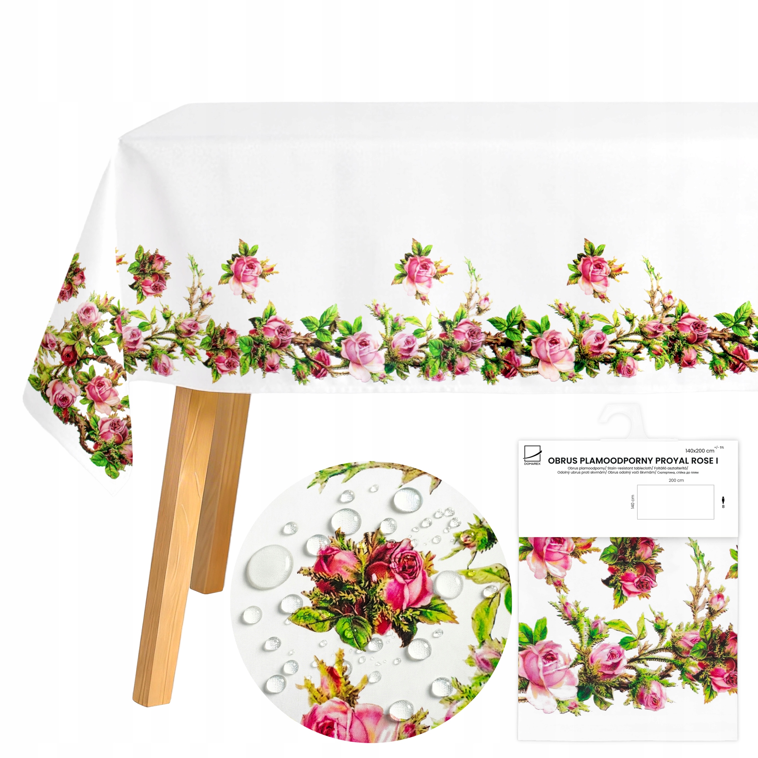 OBRUS ŚWIĄTECZNY DEKORACYJNY 140x200 CM PLAMOODPORNY NA WIELKANOC WIOSENNY
