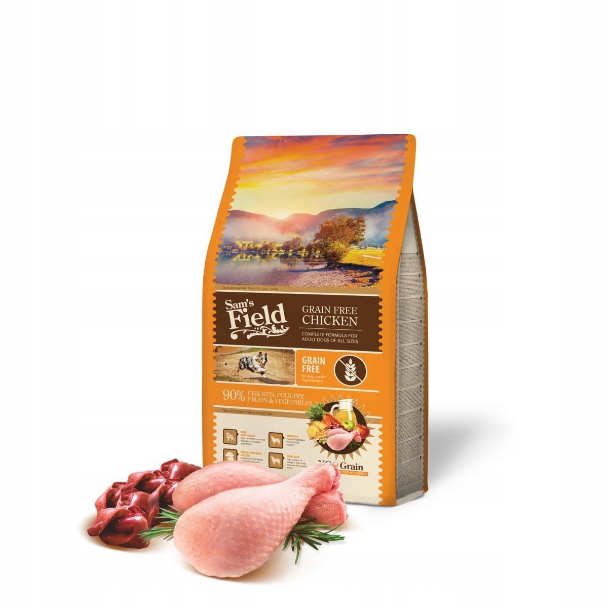 Sucha karma dla psa dorosłego z kurczakiem 2,5 kg Grain Free Sam's Field