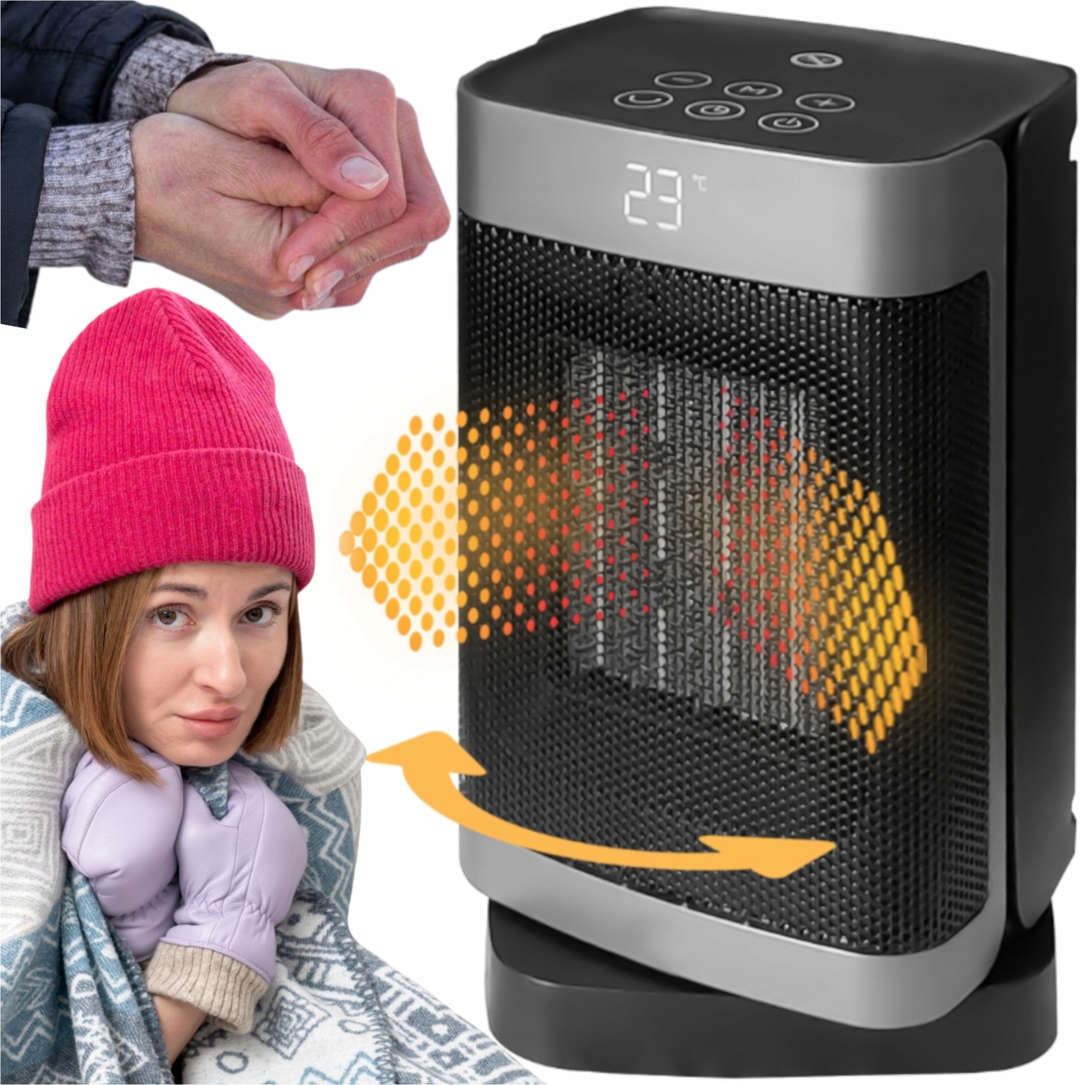 Štýlový Termoventilátor S LCD Obrazovkou A Diaľkovým Ovládaním Pre Diaľkové Ovládanie