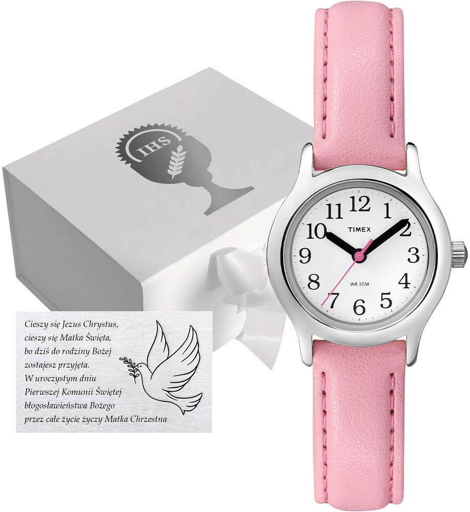 Výjimečný dárek k svatému přijímání Set Hodinky Timex Krabička Gravírování