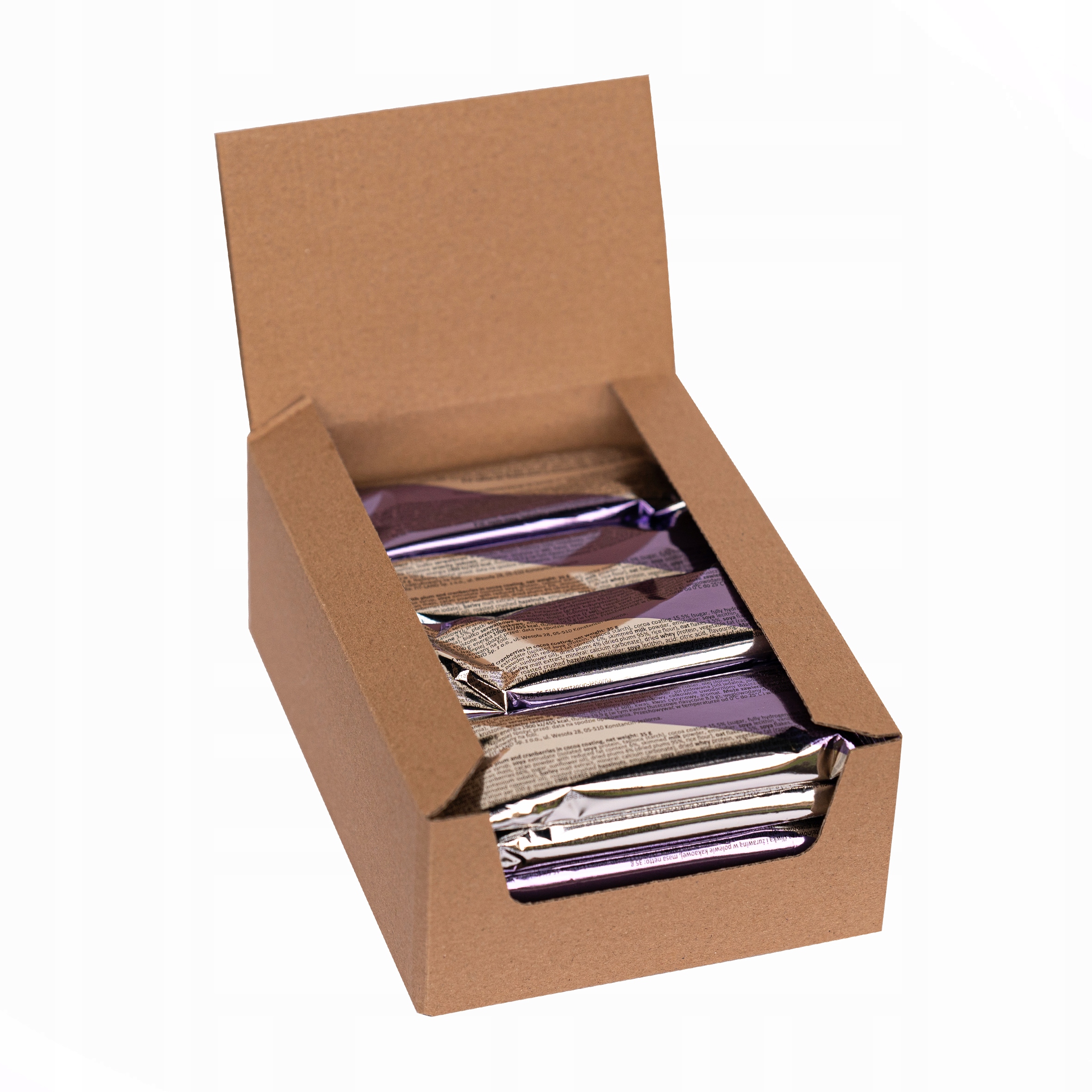 Zestaw batonów proteinowych ze śliwką i żurawiną w polewie kakaowej 24x35g