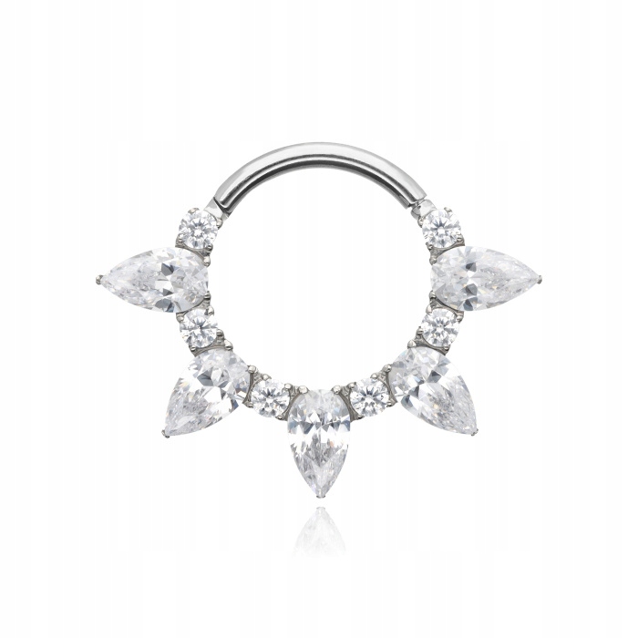 Titanový náušník s klikacím kolečkem a zirkony stříbrný 1,2/10