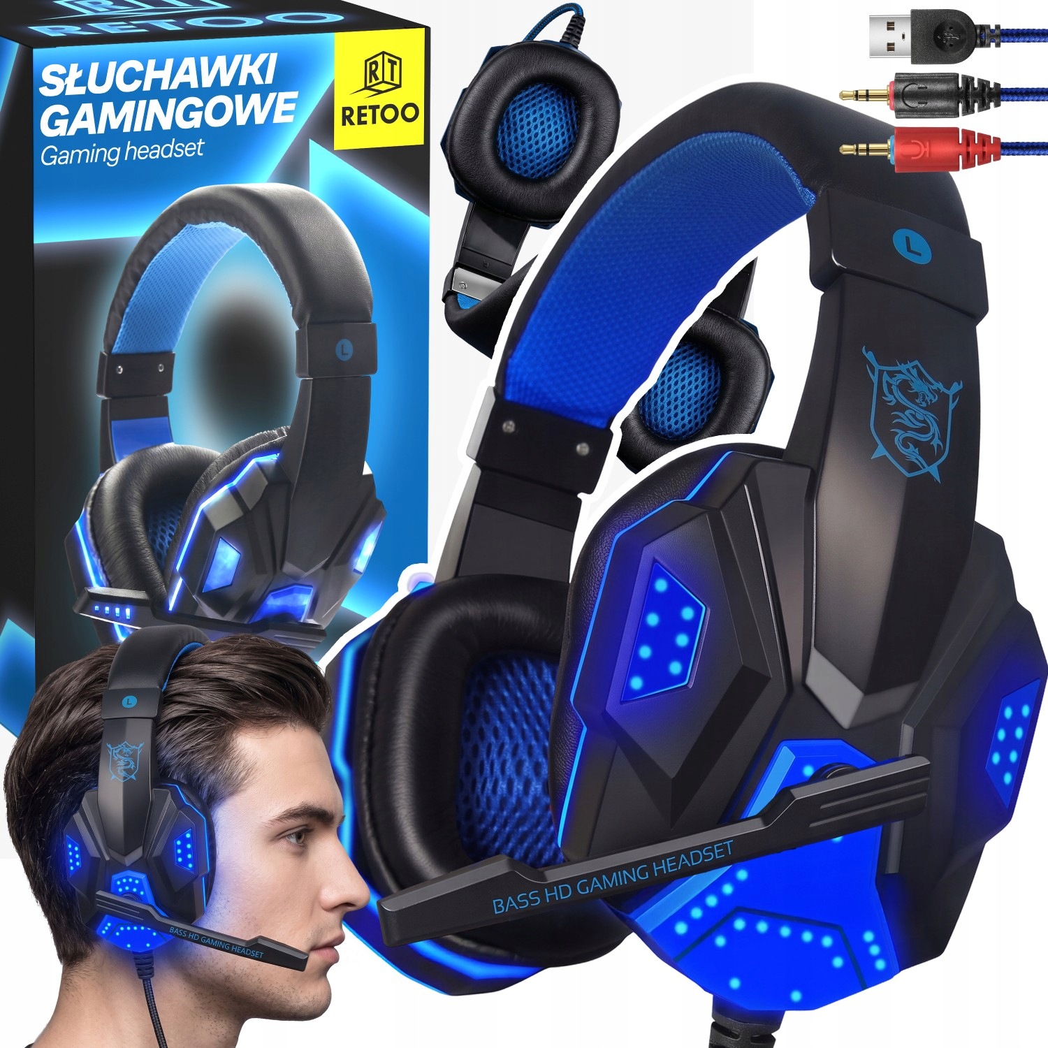 Gamer Fejhallgató Usb Rgb Gamer Mikrofonnal Pc Sztereó