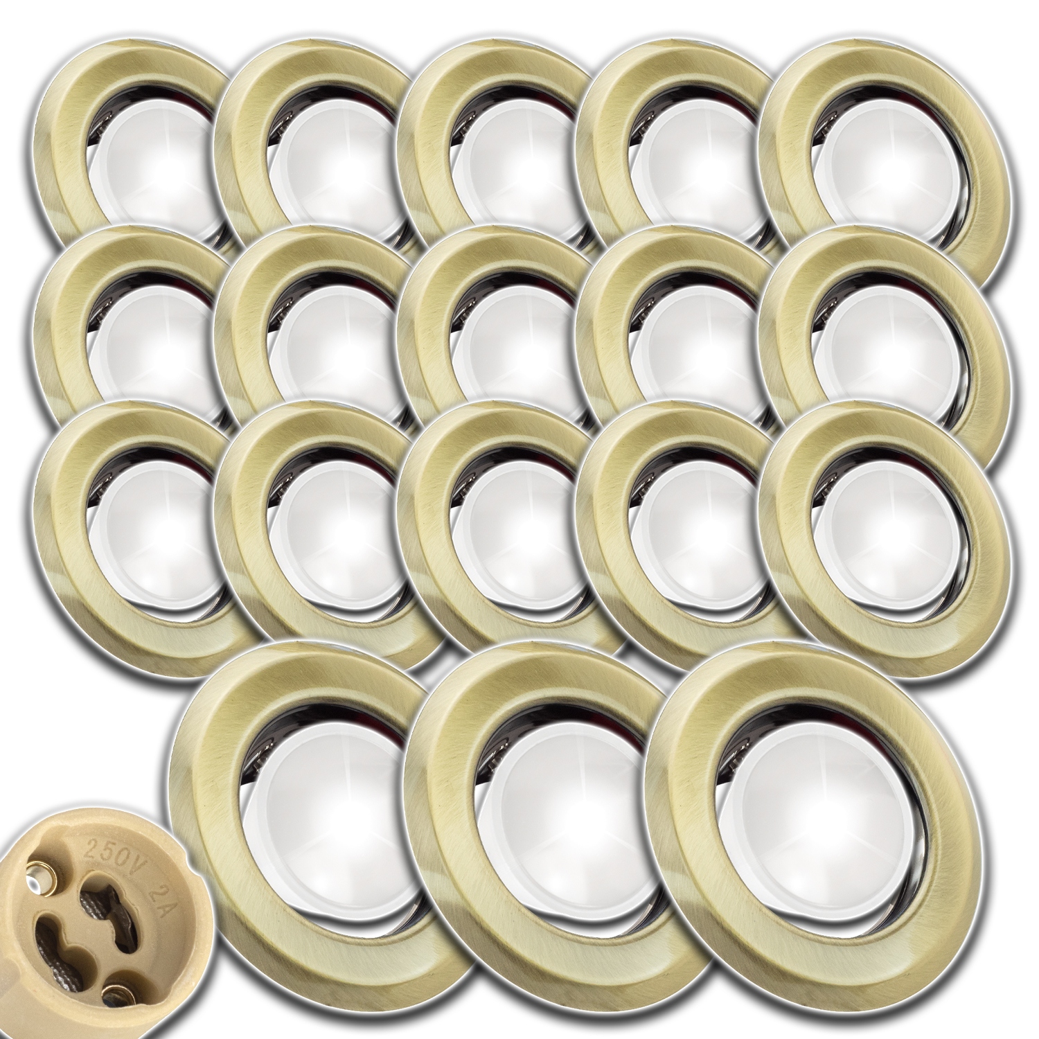 18x Halogenová Led Stropní Lampa Podomítková Žárovka GU10 1,5W Mosaz