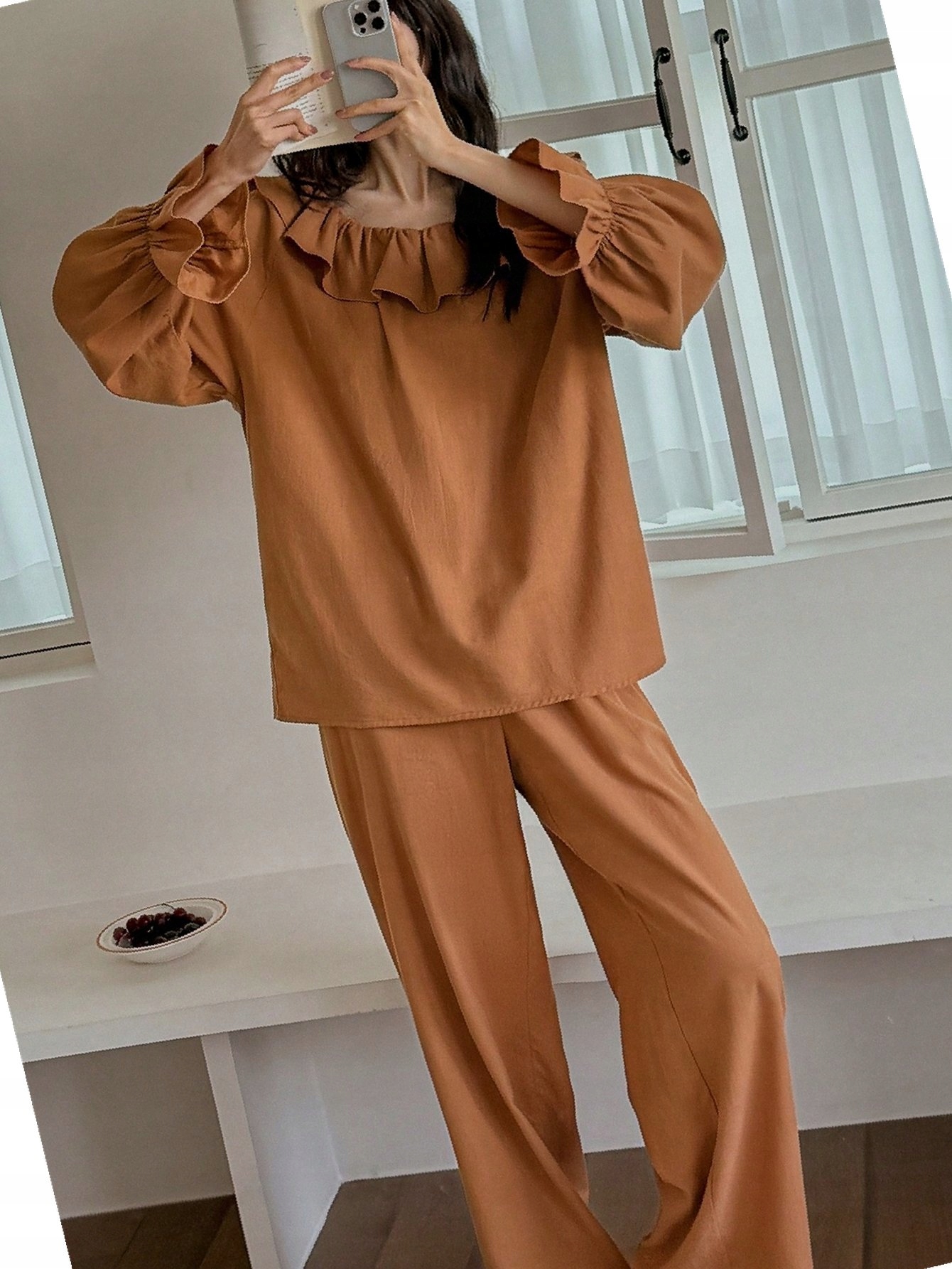 Dámské pyžamo Spodniami Bluza Camel Bavlněná Ze Komplet XL