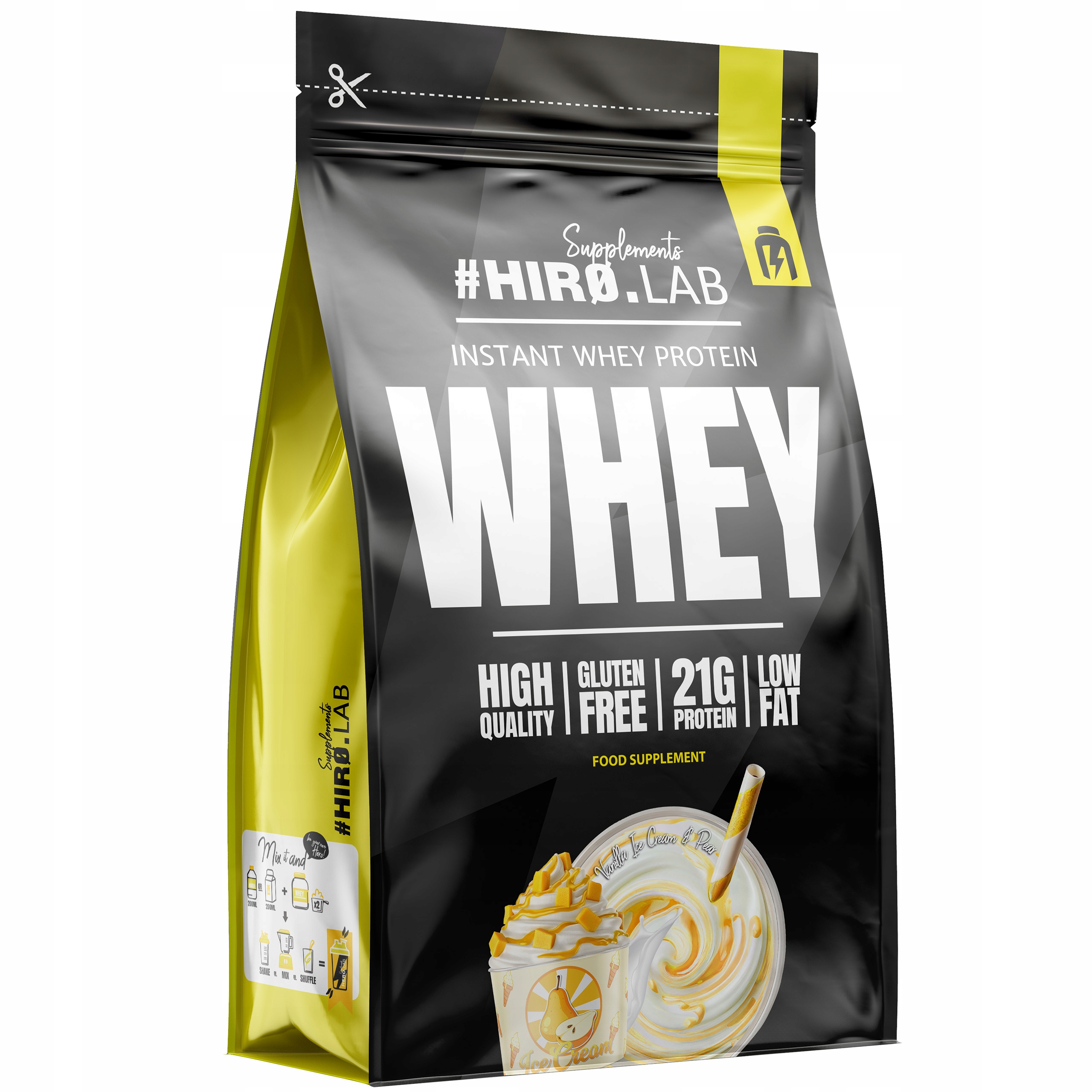 Protein syrovátkový koncentrát Wpc Hiro Lab 2000 g Protein Hruška-vanilka