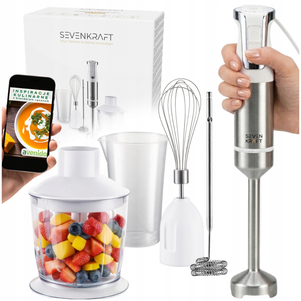 Blender ręczny 1800W 20 Prędkości Rozdabniacz Ubijaczka Spieniacz 4 ostrza