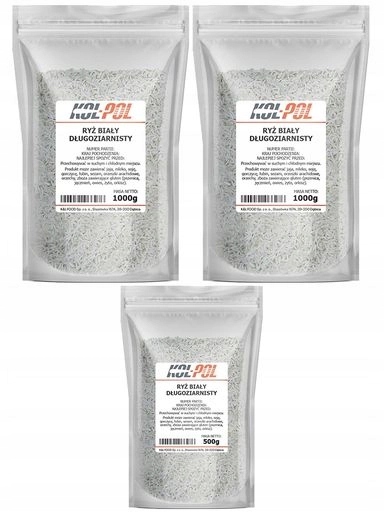 Levně 2x Bílá Dlouhozrnná Rýže 2,5 kg Přírodní vysoká kvalita Kol-Pol