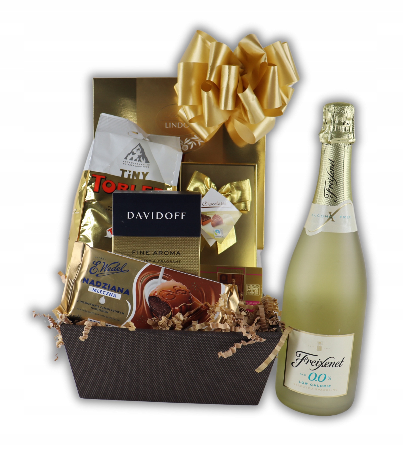 Levně Dárkový koš Gold s šumivým vínem Freixenet Alco Free Dárek