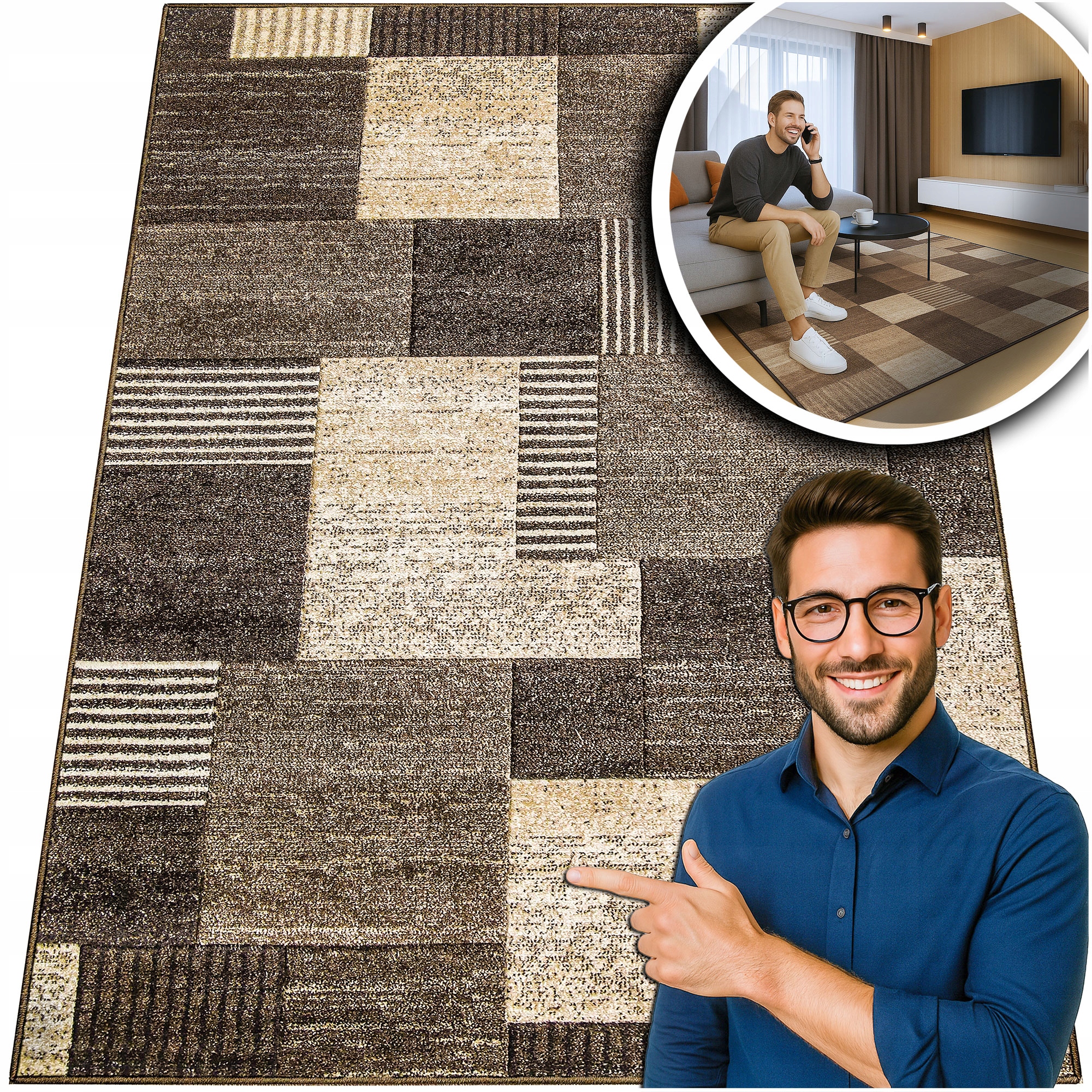 Hnědý Koberec Do Obývacího Pokoje Romantic Béžový Koberec Do Ložnice Loft 200x300