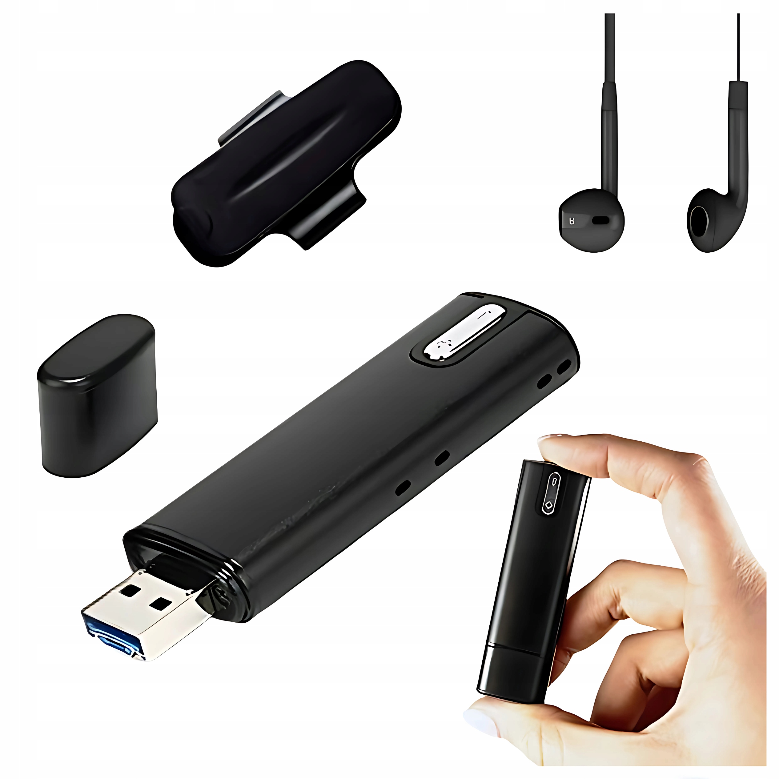 Mini Špionážní Diktáfon Digitální 8GB Flash Disk Skrytý Odposlech Otg Magnet