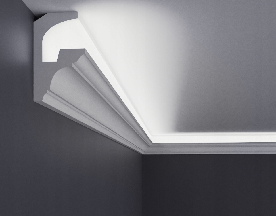 Gzyms oświetleniowy,listwa przysufitowa led gzyms Wysokość 100 mm