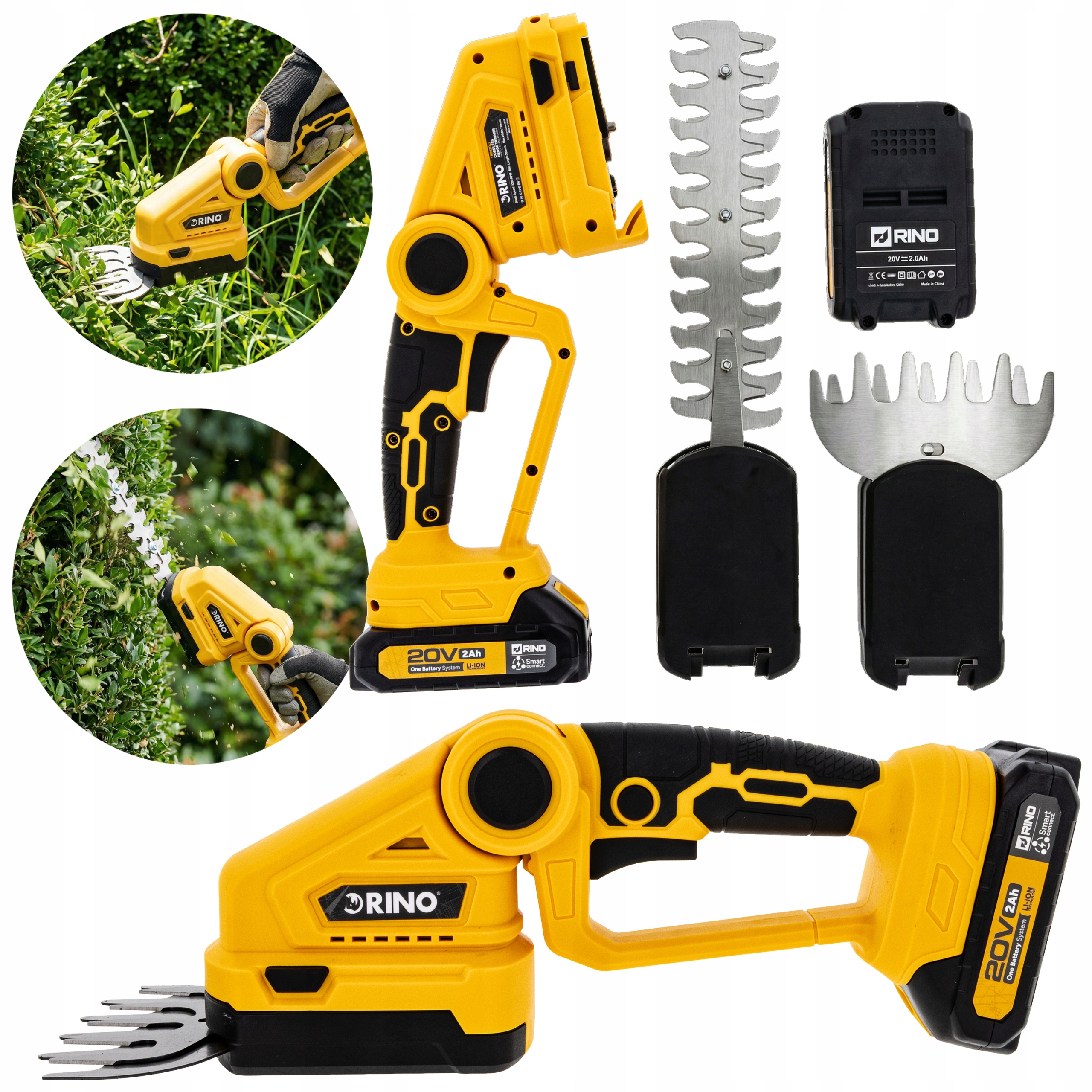 Akumulátorové Nožnice Na Živý Plot Na Trávu A Kríky Rino 2X Batéria 2 Ah