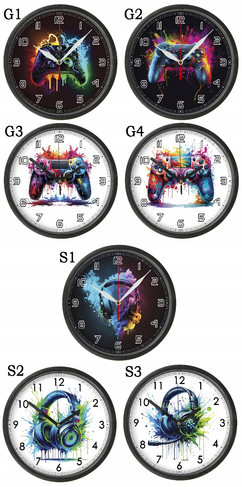 Gamepad 3 Zegar ścienny dla gracza z szybką Bezgłośny mechanizm GR Typ ścienny
