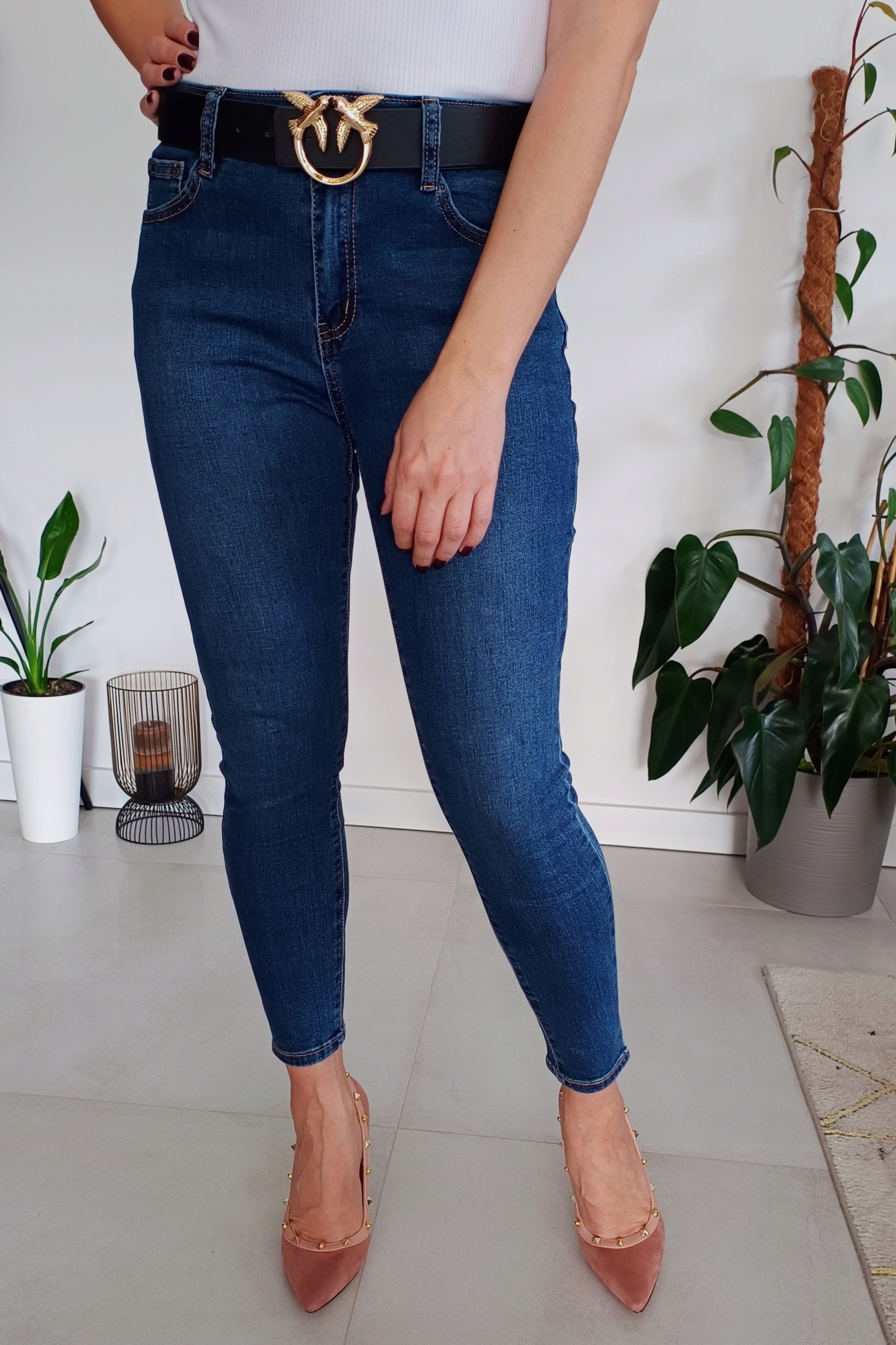 MODNE Spodnie Jeansy KOKARDA Wyszczuplające 46 / 3XL Kolor niebieski