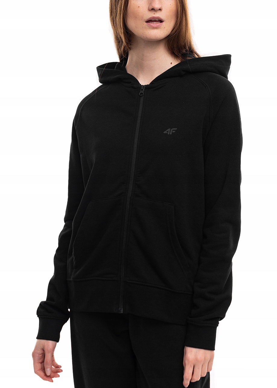 Mikina 4F Dresová s kapucí Sportovní bavlněná rozepínací černá S