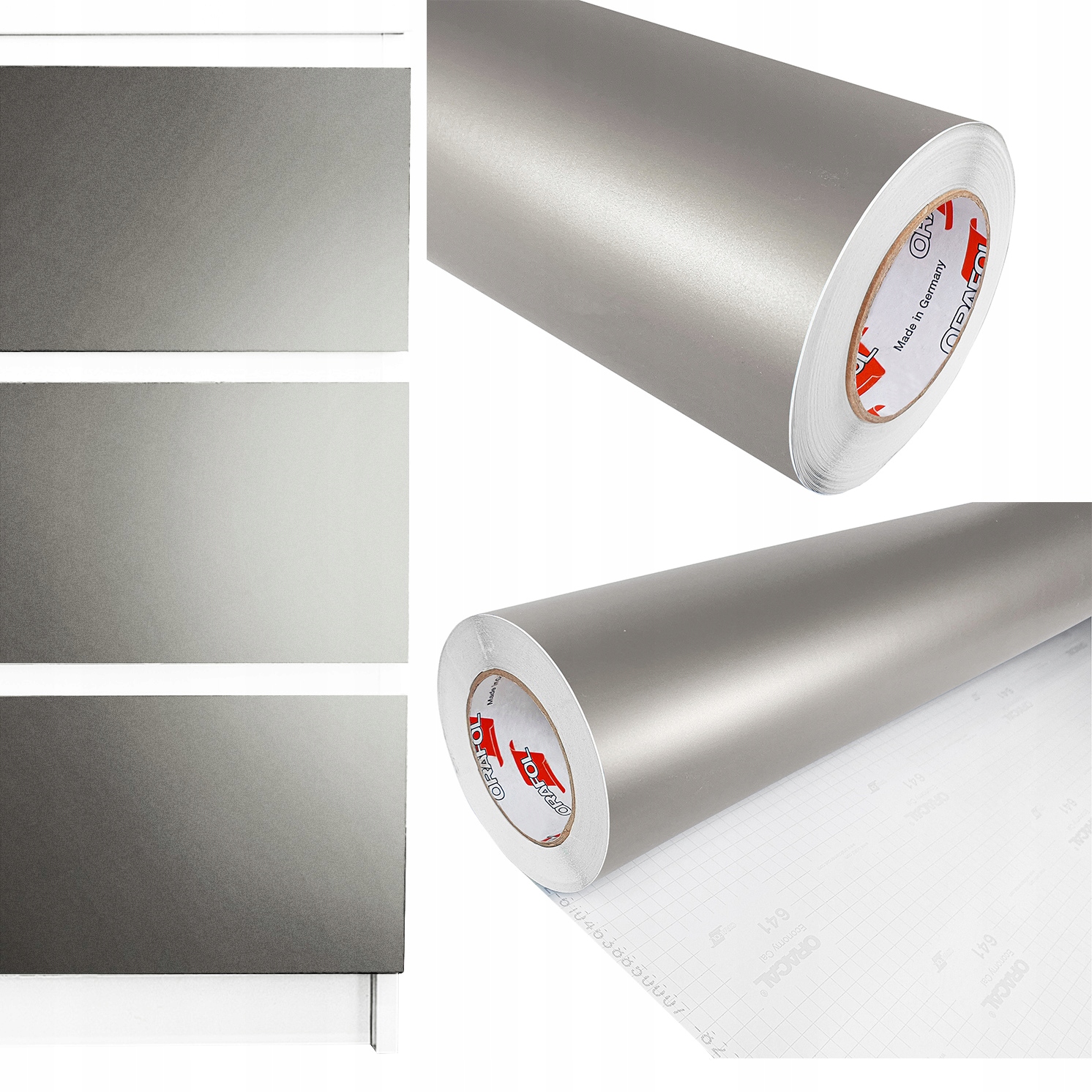 Nábytková dýha Barva Stříbrná Matná Fólie Lepicí změna barvy nábytku Diy