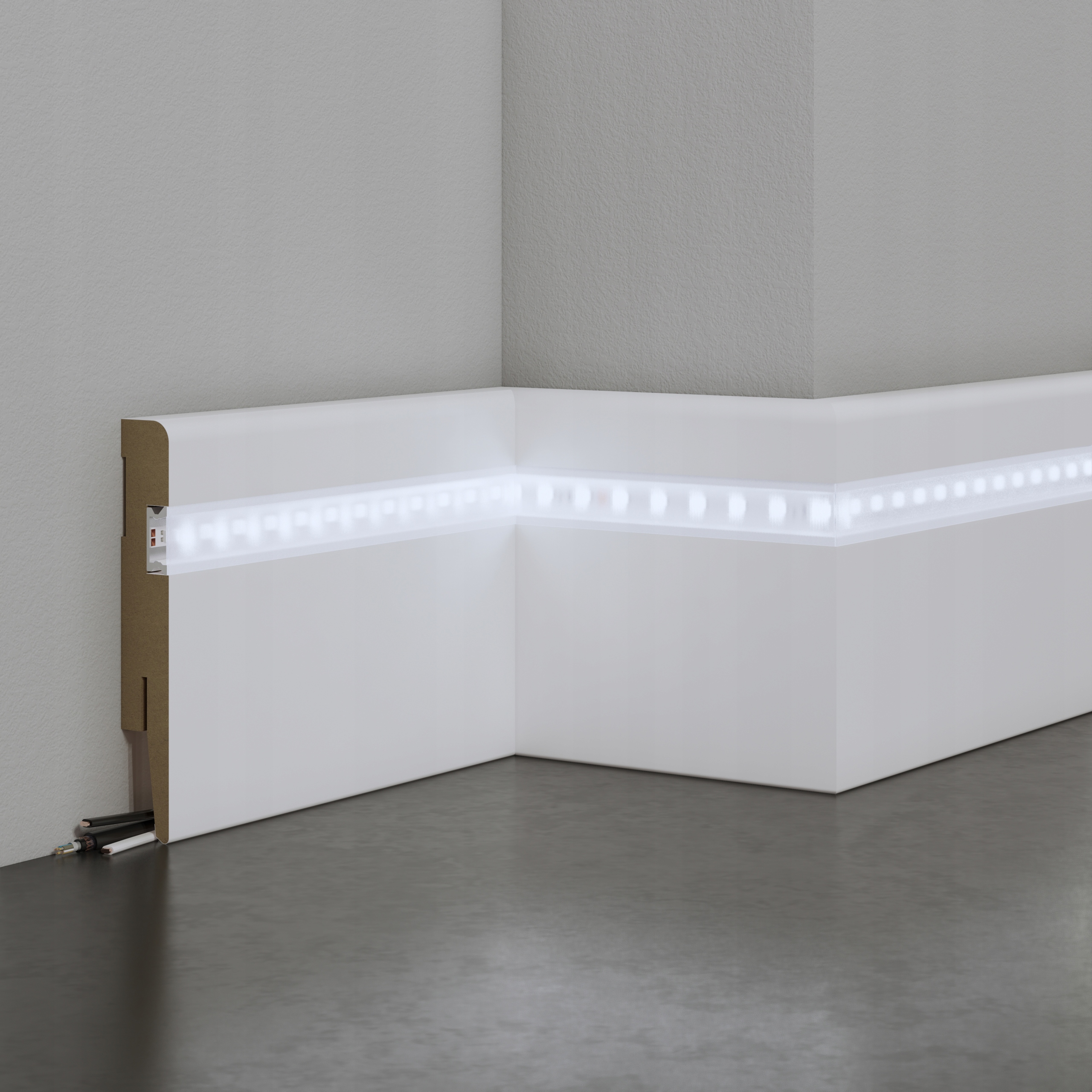 8CM LISTWA PRZYPODŁOGOWA LED MDF BIAŁA PM01 Kod producenta PM1 LED