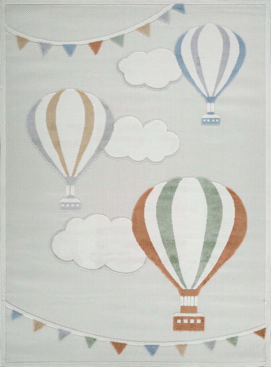 Detský koberec 160 x 220 cm, mäkký krémový vzor balónov s 3D efektom
