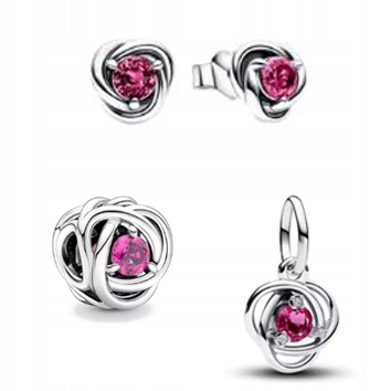 Amarantový symbol věčnosti Sada 3 ks šperků Charms Náušnice S925