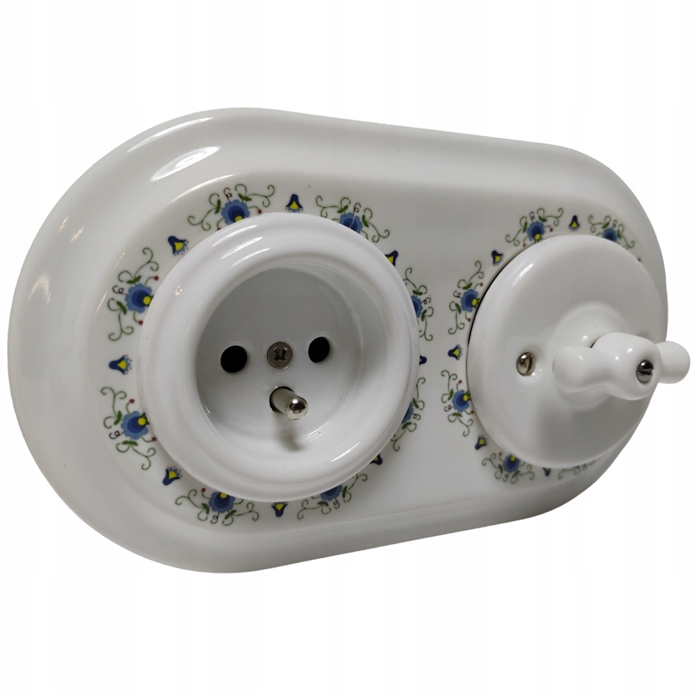 Ramka ceramiczna do gniazd i włączników ANTICA FOLK RETRO biała 2