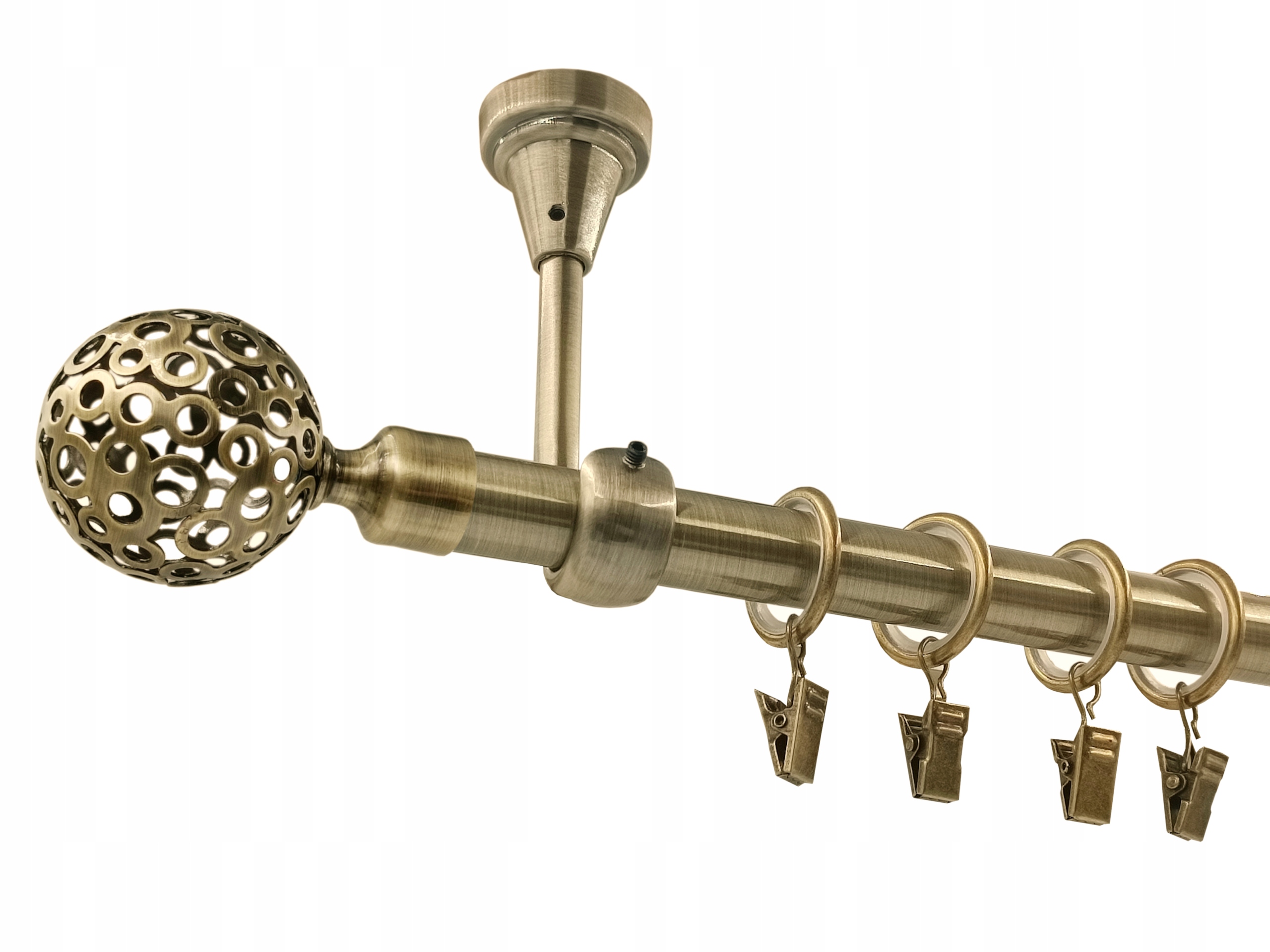 Garnýž Kovový Stropní 19 mm jednoduchý Zlato Antik 320 cm MIX Koncovek