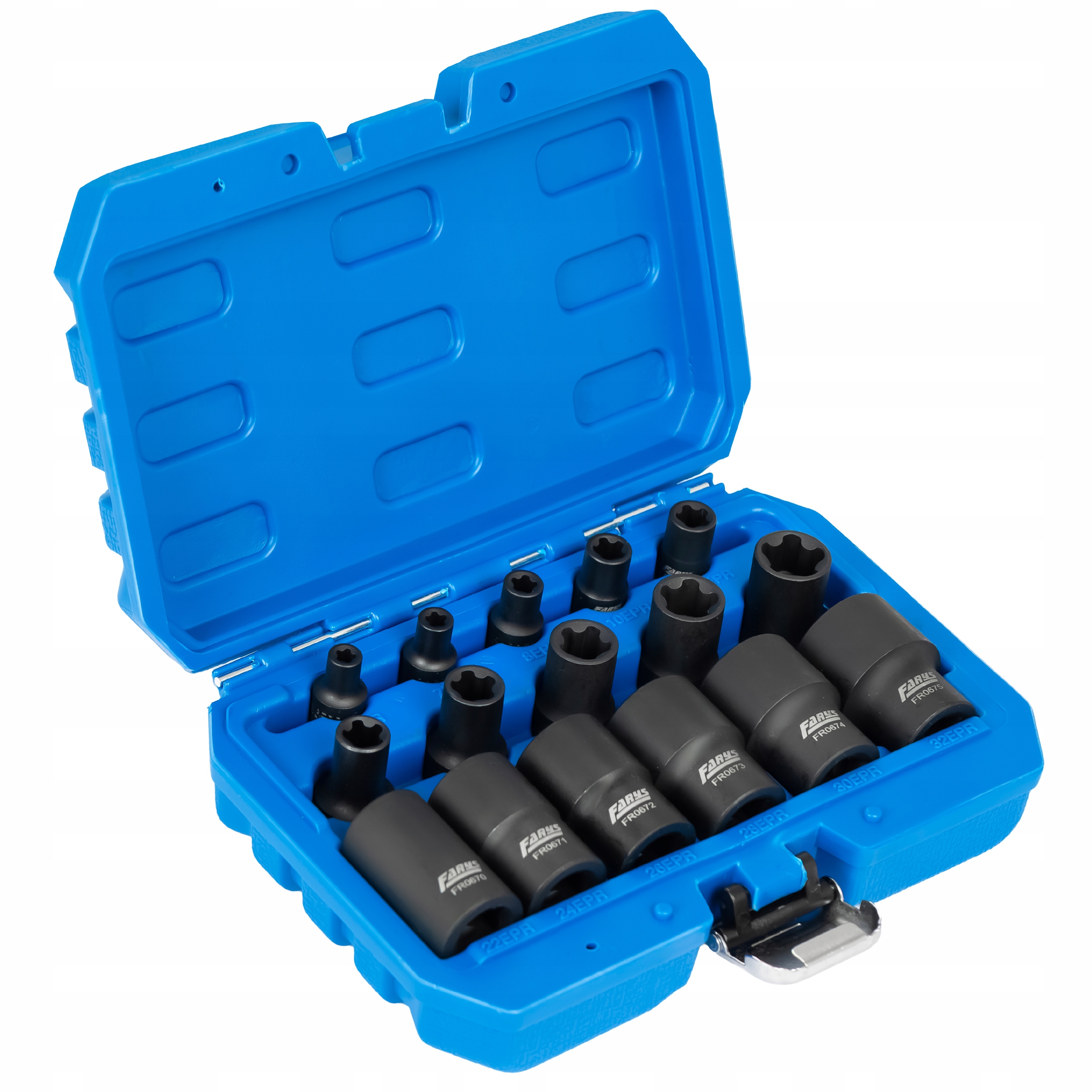 Sada klíčů Torx Plus Epr 16 Ks. E6 E32 5-hranné 1/2' 1/4' 3/8' Farys