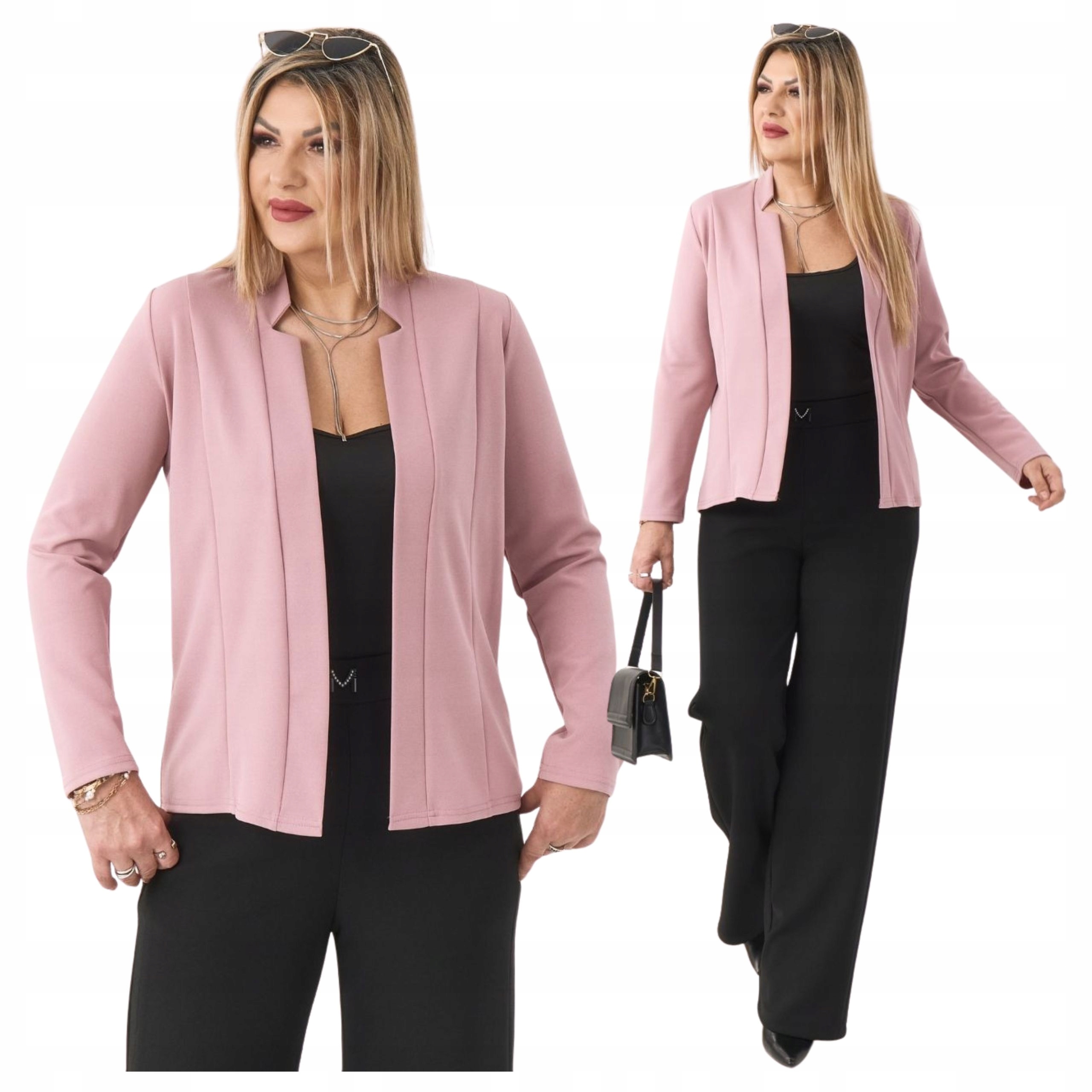 Wizytowa Narzutka Gładka Luźna Żakiet Polski Producent Duże Rozmiary