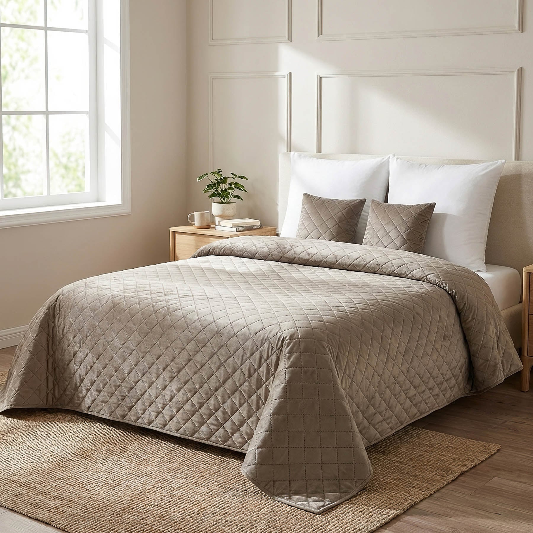 Přehoz na postel Amarante Taupe, hnědý, 220x240cm, dvoulůžkový 2x povlak…