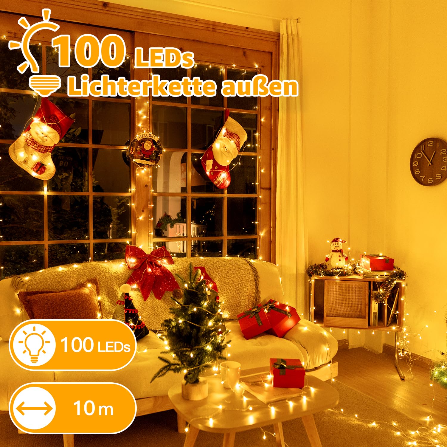 OLLNY Łańcuch Świetlny Lampki Świąteczne Wodoodporne 8 Trybów 10M 100 LED — miniatura 2