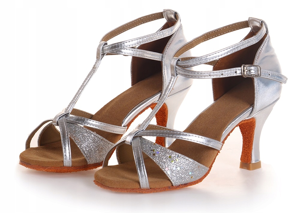 

Buty Do Tańca Towarzyskiego Taneczne 7cm Srebrne