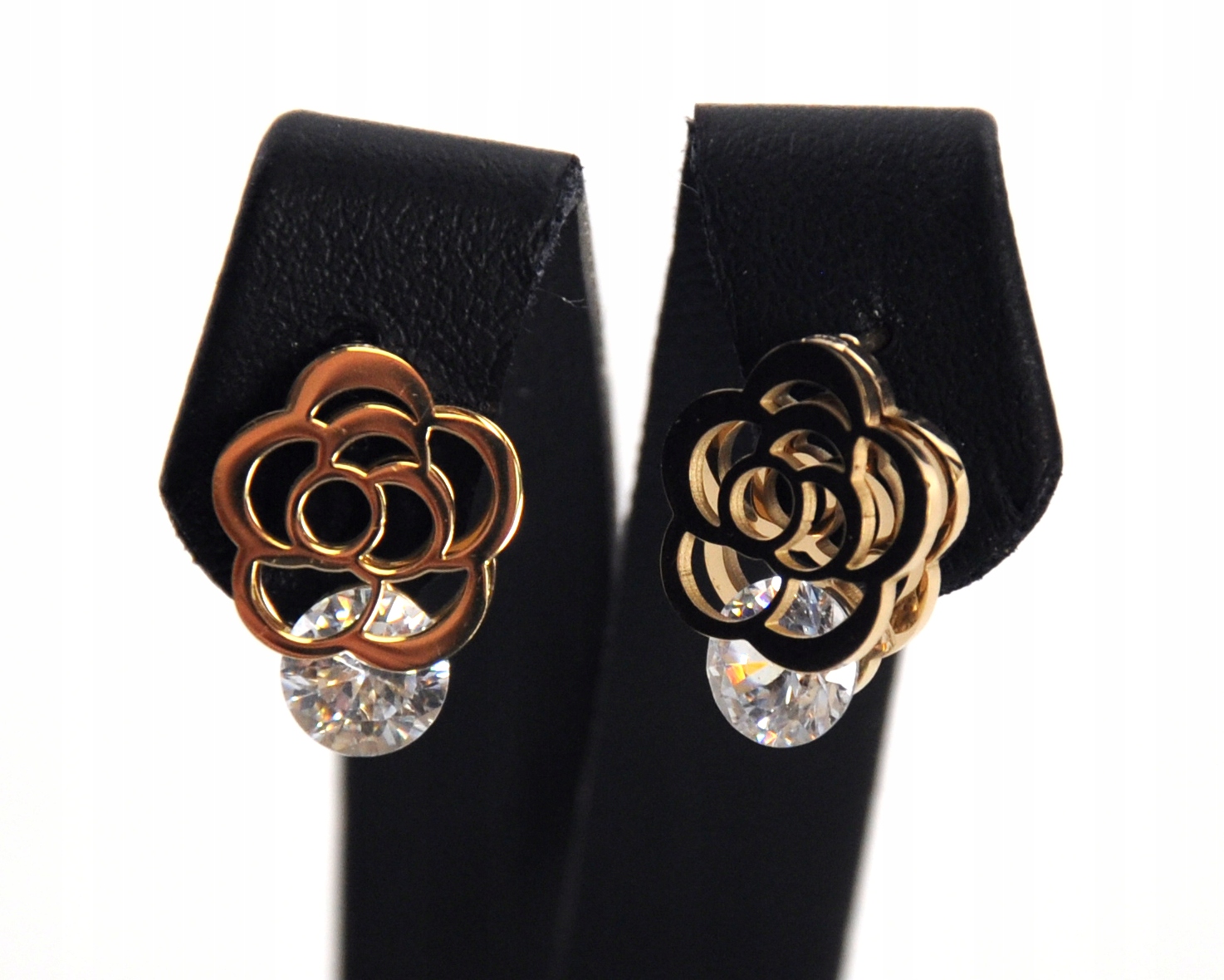 

Kolczyki Róża Cyrkonia Wkręty Złote Stal