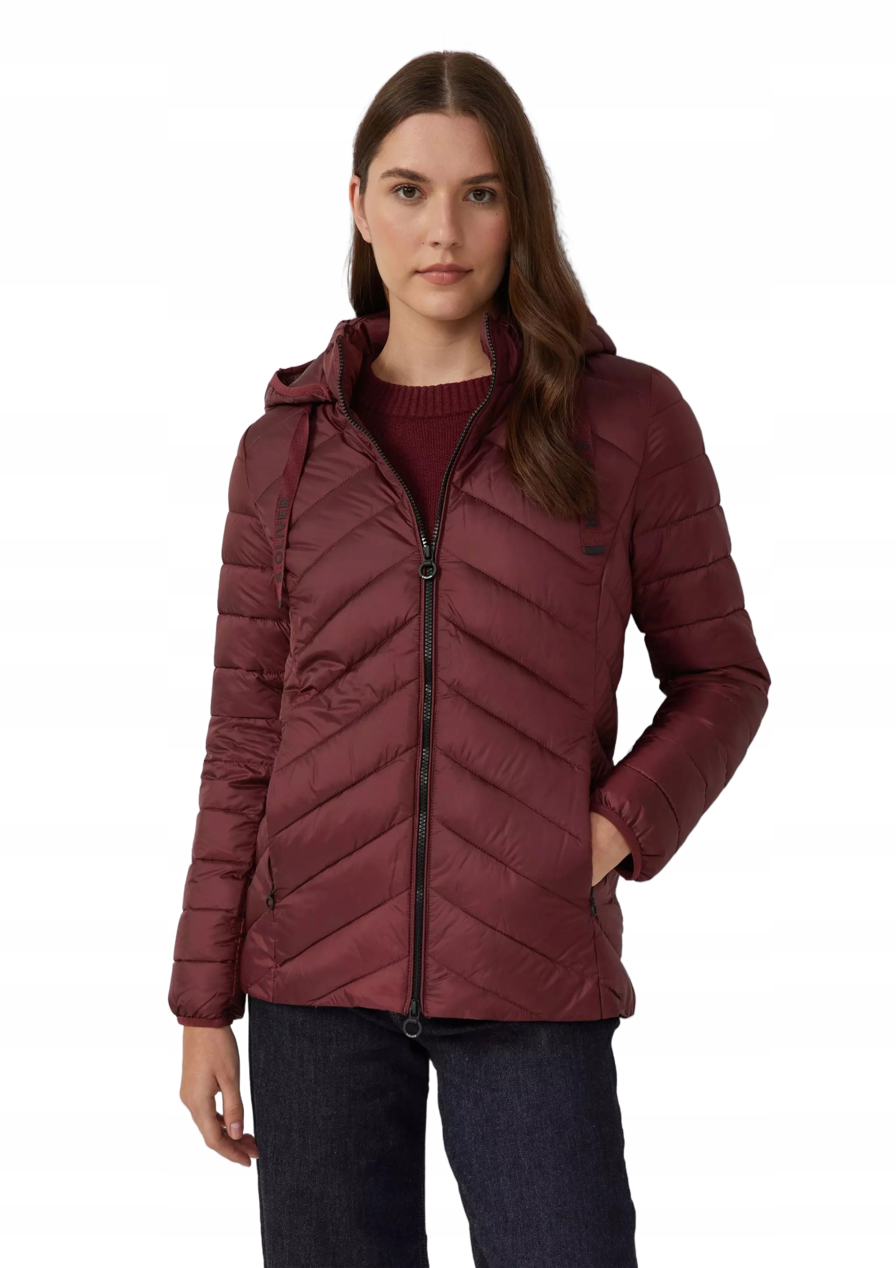 S.oliver Dámská Prošívaná Bunda S Kapucí Bordó 42 6BA