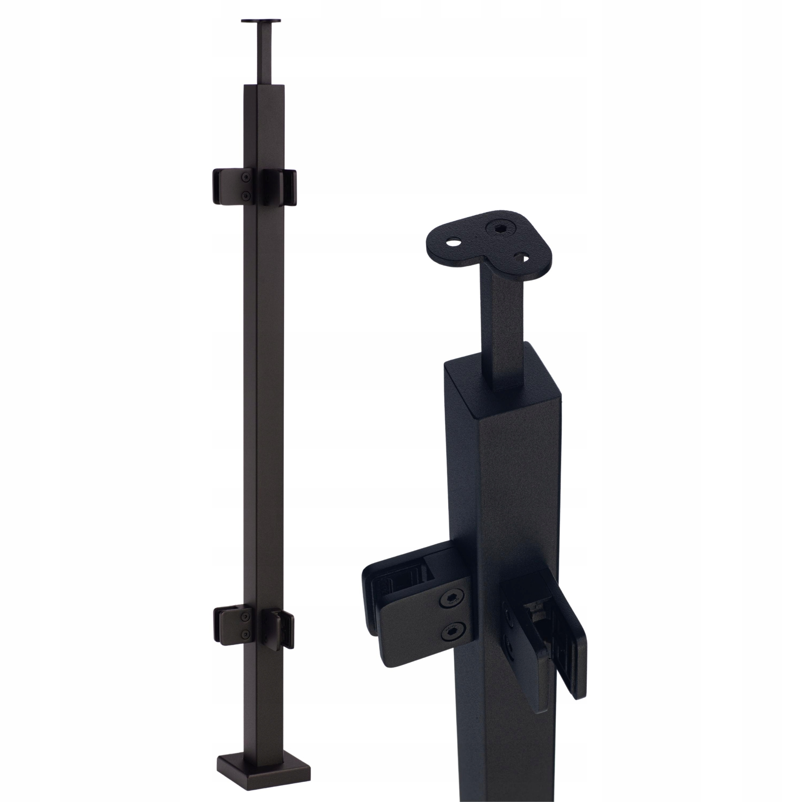 Rohový Sloupek 100 cm, Sklo 4 Úchytky Černá Struktura 40x40 Loft