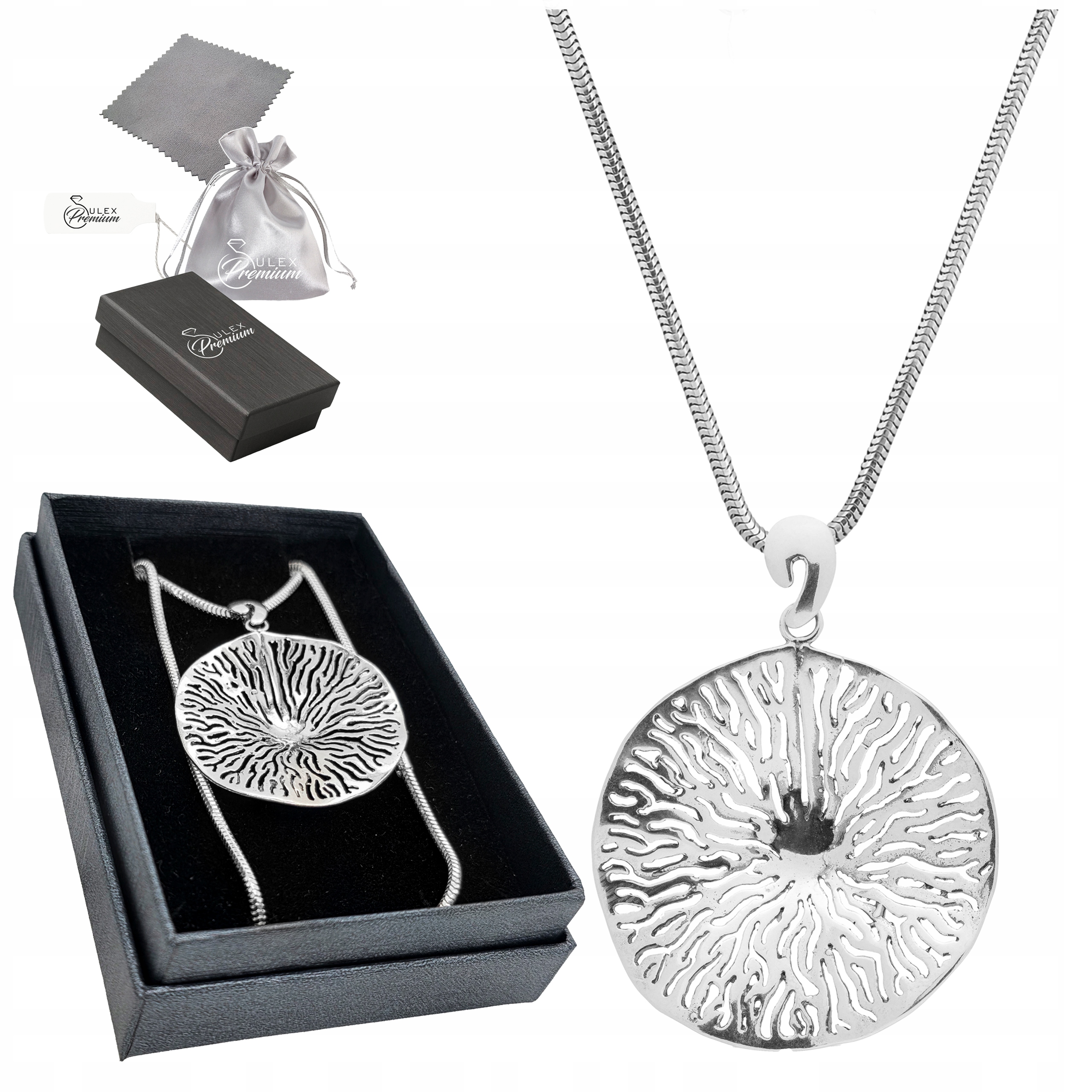 Stříbrný náhrdelník ryzost 925 Ažurový přívěsek Kruhová splétaná zmijka| 70 cm