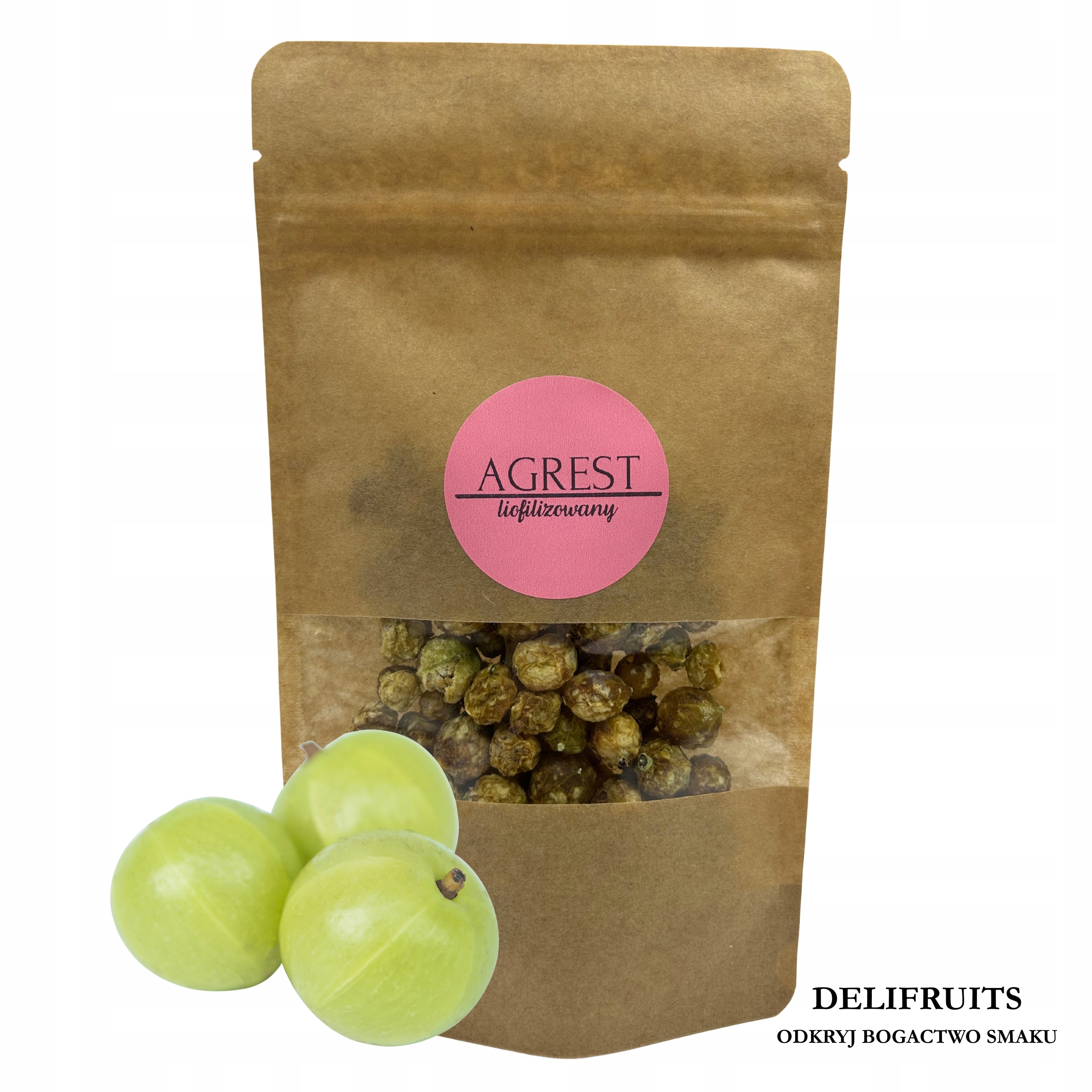 Agrest Liofilizowany 500G Delifruits Całe Owoce Chrupiące Zdrowa Przekąska