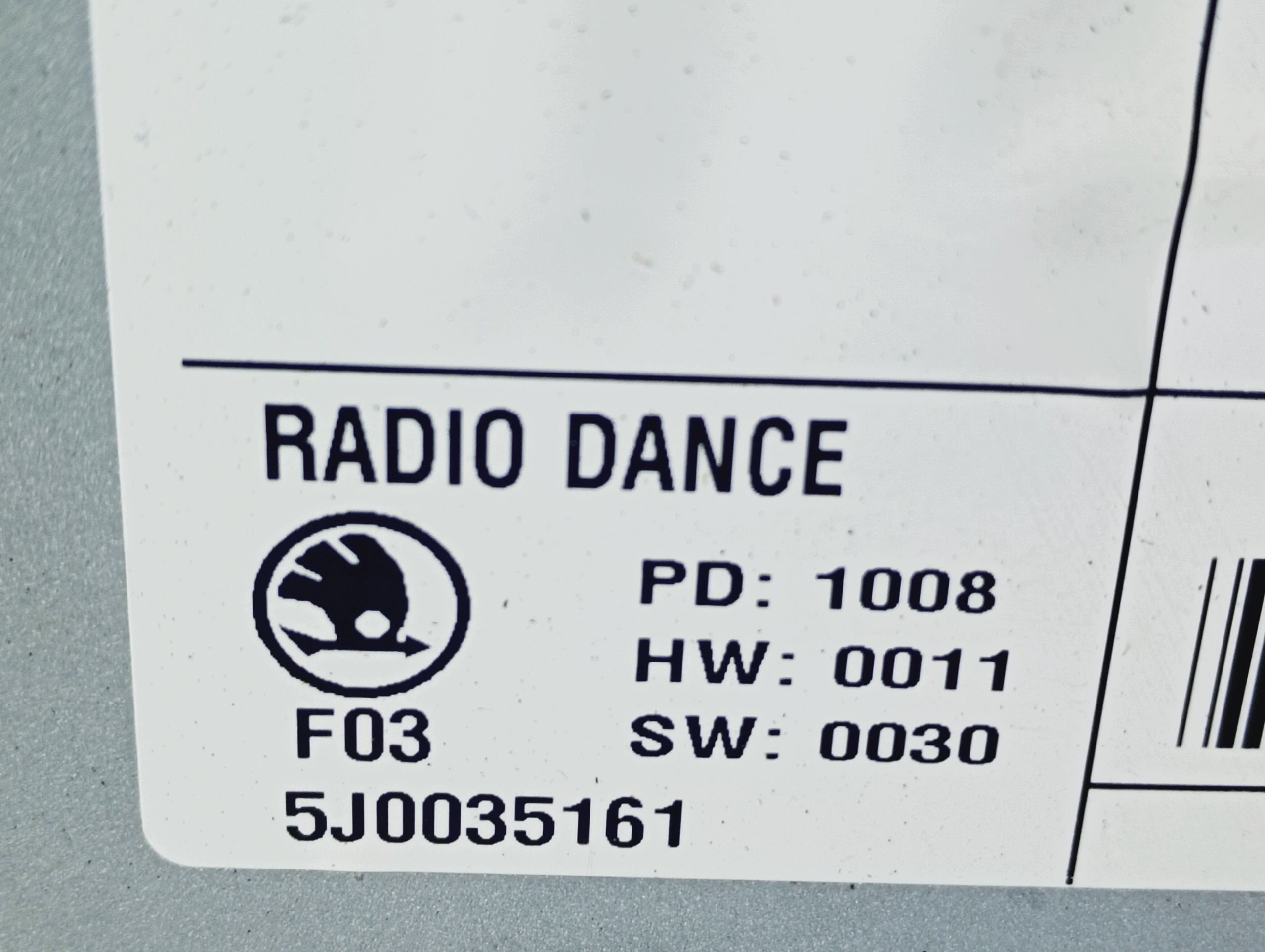 Radio original CD missing code OE 5J0035161 Skoda Roomster 06-10