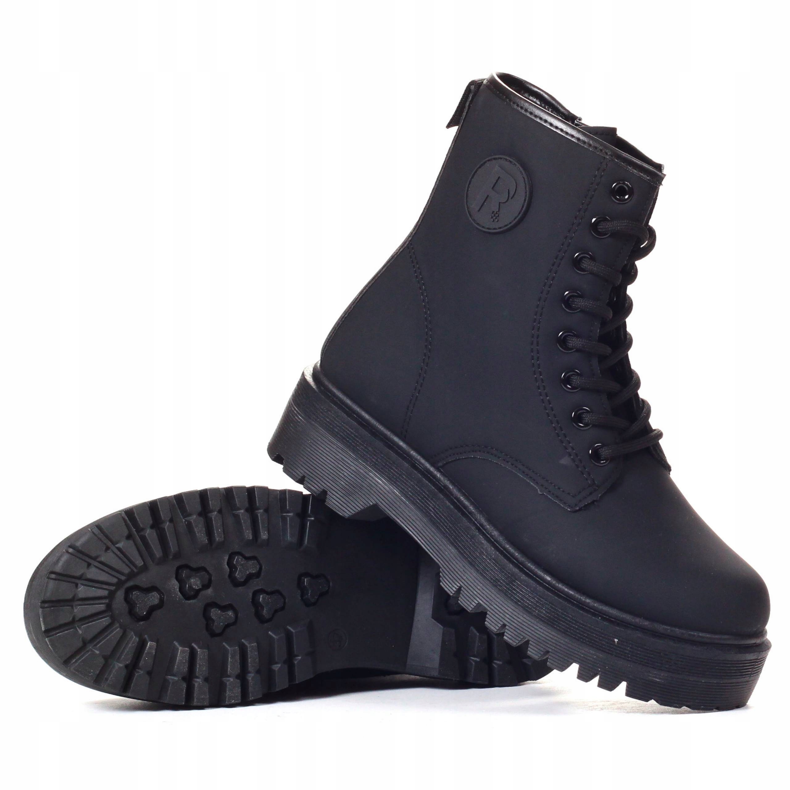 CZARNE GLANY BOTKI DAMSKIE SOLIDNE WYSOKIE Rozmiar 41