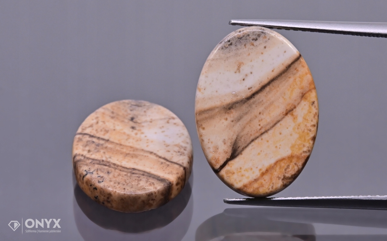 Jaspis Kalahari mělký Pár ovál 18x13 mm