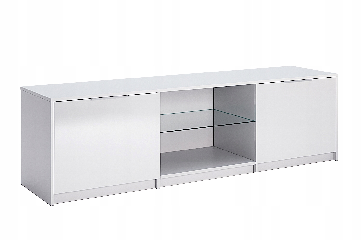 SZAFKA RTV KOMODA POD TELEWIZOR STOJĄCA POD TELEWIZOR BIAŁY POŁYSK PÓŁKI