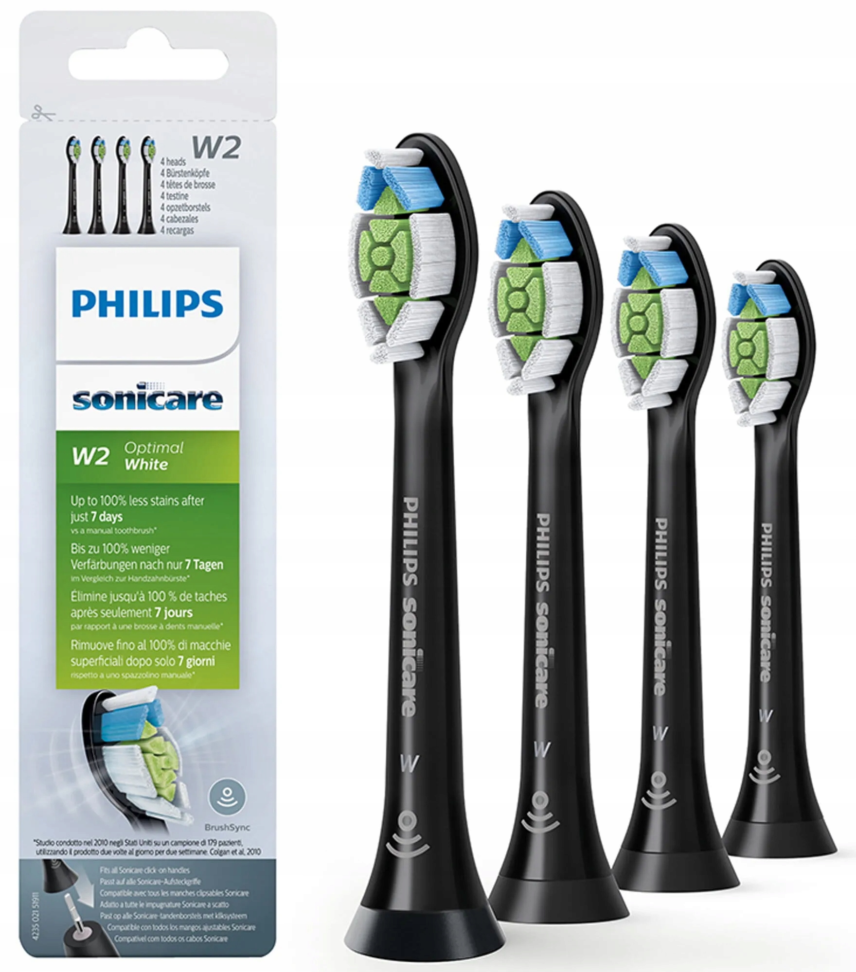 Końcówki Philips Sonicare W2 Optimal White HX6064/11 kolor czarny (4szt.)