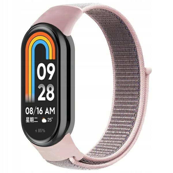Beline pasek Mi Band 9/8 NylonLoop różowy/pink