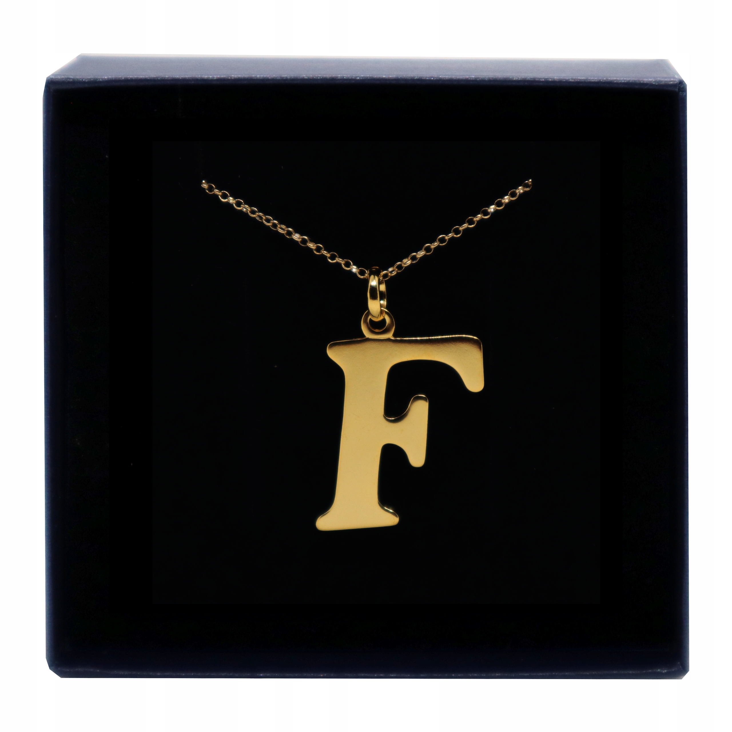 

Srebrny naszyjnik Duża Litera F Pozłacana