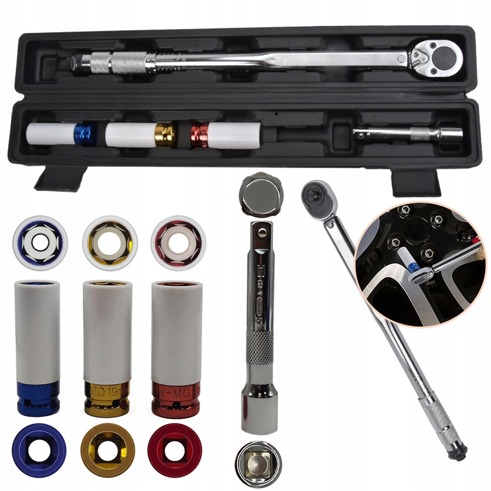 Momentový klíč 1/2 pro výměnu kola Kol 40-210 Nm 3 nástavce Odolný